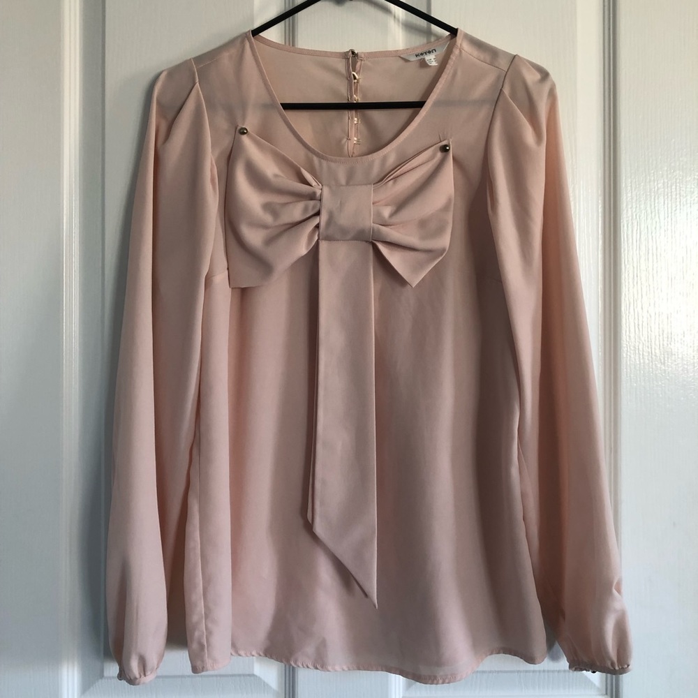 koton blush blouse with bow detail